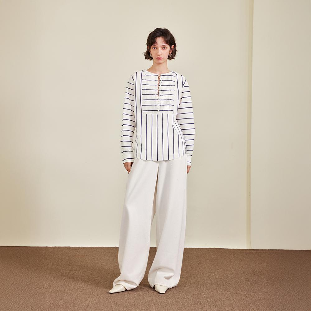 Waiwaiaiem Yy_Contrast Striped Long-Sleeved Top