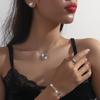 Four-Piece Stylish And Simple Inlaid Zircon Love Stud Earrings, Pendant, Bracelet Set, Female Birthday Gift.