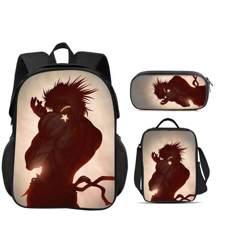 JoJo's Bizarre Adventure 3er Set Rucksack Federmäppchen Eisbeutel Langlebig Trendig Vielseitig Schuljunge und Mädchen Geburtstag Bestes Geschenk
