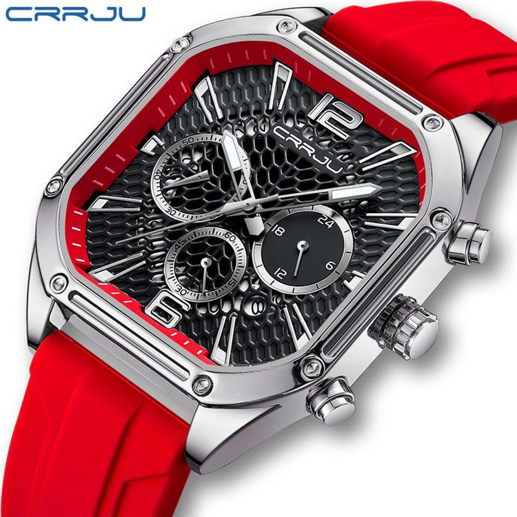 CRRJU New Watch 2311 Men's Watch Silicone Strap Six Pin Business Watch Casual Boys
