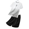 Ensemble de Sport en Soie Glacée pour Homme Été Col Rond Séchage Rapide Manches Courtes Coupe Ample Deux Pièces