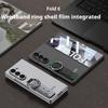 Frosted Hard PC Back Cover Case for Samsung Galaxy Z Fold 6 5 with Glass Screen Film Hand Strap Ring