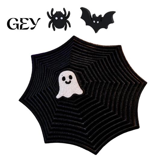 Halloween Stress Relief Gadget Spider Web Fidget Toy, 3D Printed Sensory Puzzle Unique Party Gift with Ghost Slider, Desktop Decompression for Adults
