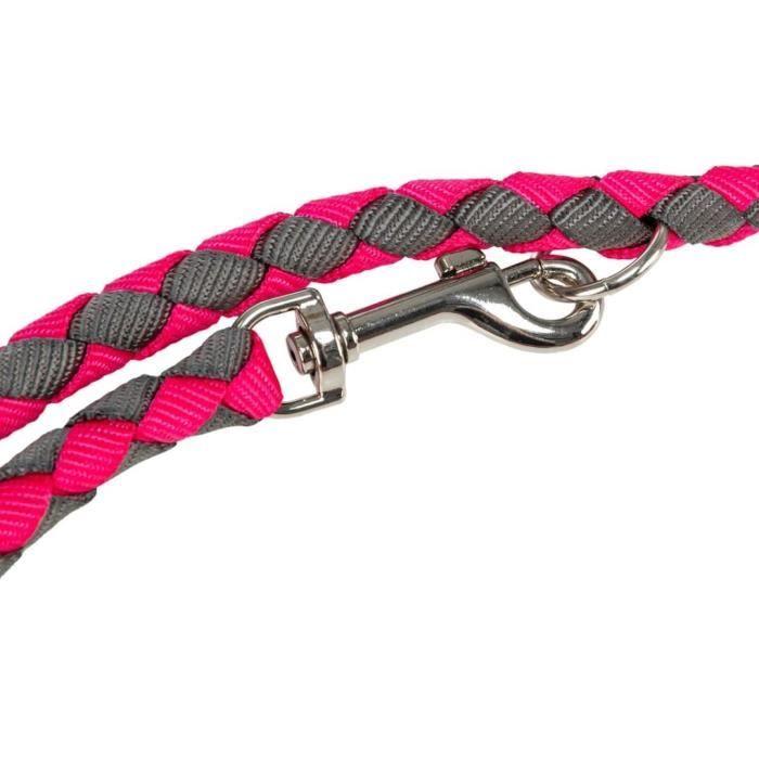 Laisse réglable pour chien TRIXIE Cavo - L–XL: 2m - ø 18 mm - Fushia et gris graphite