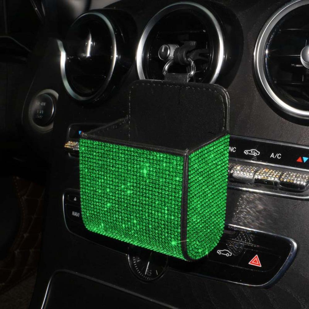 Shiny Sparkling Rhinestone Glitter Organizer Leather Vehicle Interior Accessory Vehicle Organizer