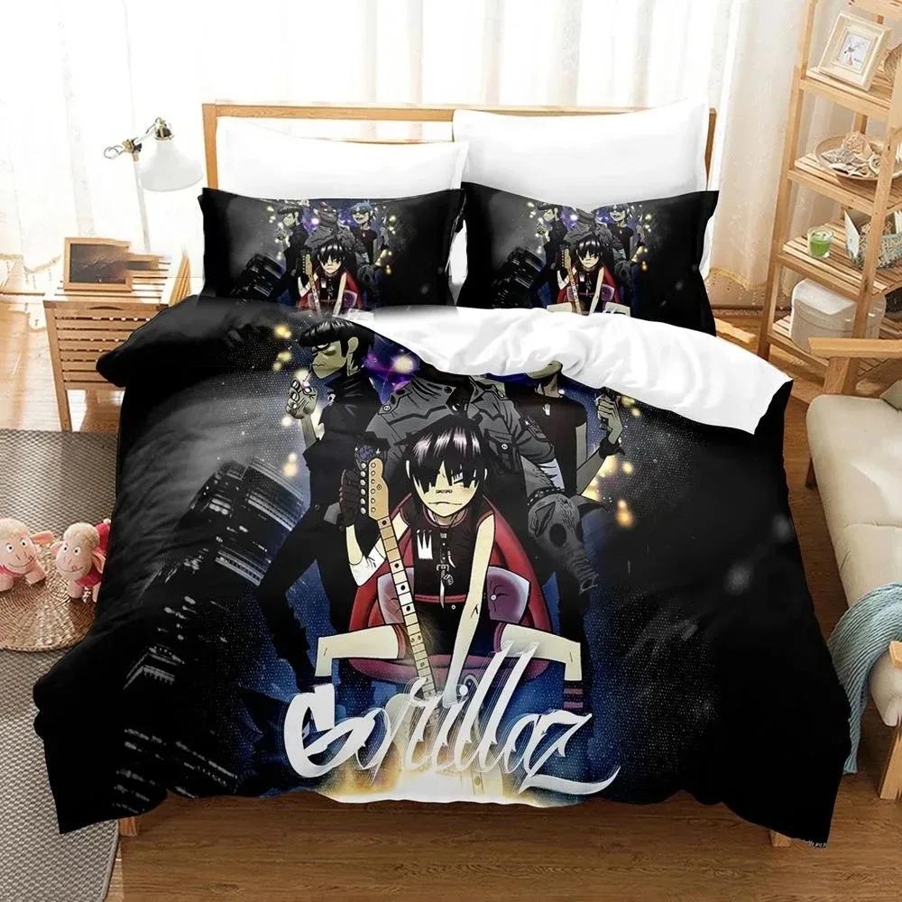 

Comforter 3D Printed Gorillaz Music Band Bedding Set Boys Girls Twin Queen Size Bed Kids Adult Home Textile Comforter (quilt)-EU Single(135*200cm)3pcs