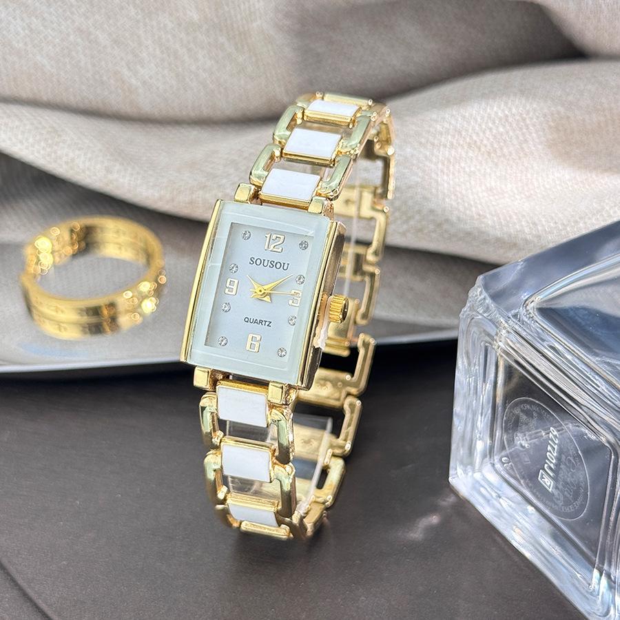 Couple Watch Square Watch Diamond-encrusted Women s Watch Imitation Ceramic Quartz Watch Square Quartz Watch