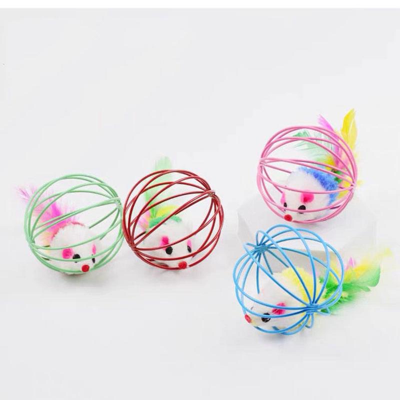 Colorful Mouse In Cage Cat Toy Within Sand Interactive Chase Cat Mouse Toy
