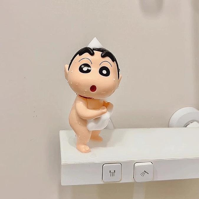 Crayon Shin-chan Shower Express Figurine: Creative Resin Bathroom and Entrance Decoration