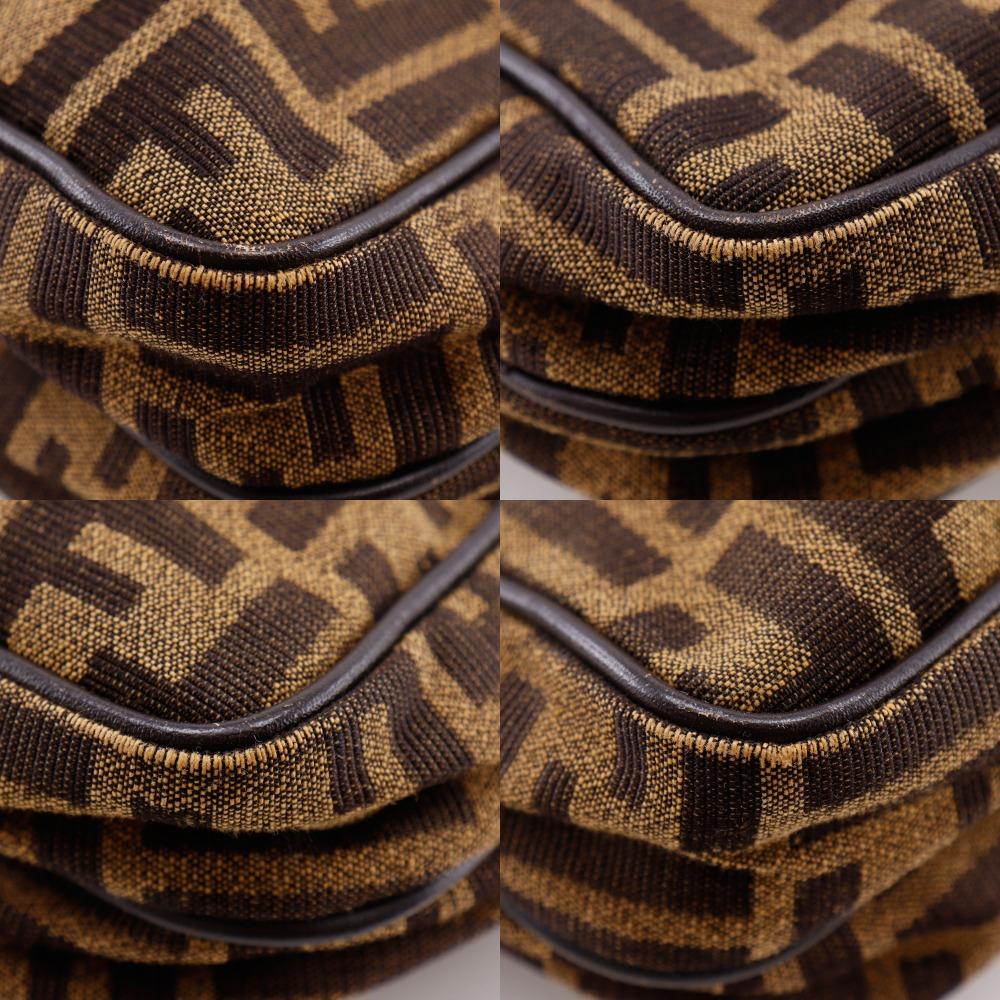 Fendi Zucca Shoulder Bag Brown Nylon Canvas Women Used
