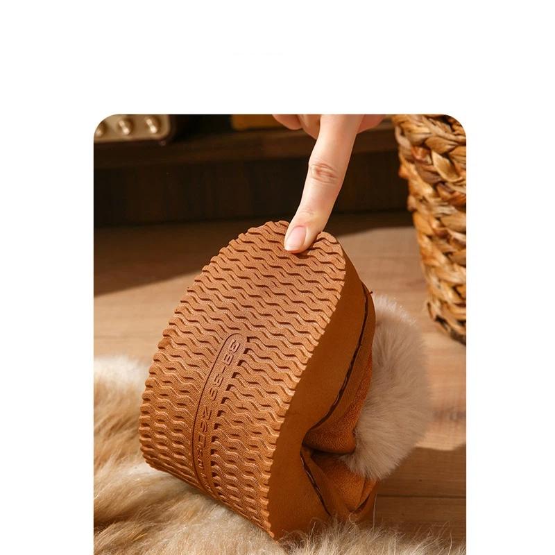 Women's Autumn And Winter Warm Plush Home And Outdoor Thick Soled Anti Slip Bag Root Cotton Shoes