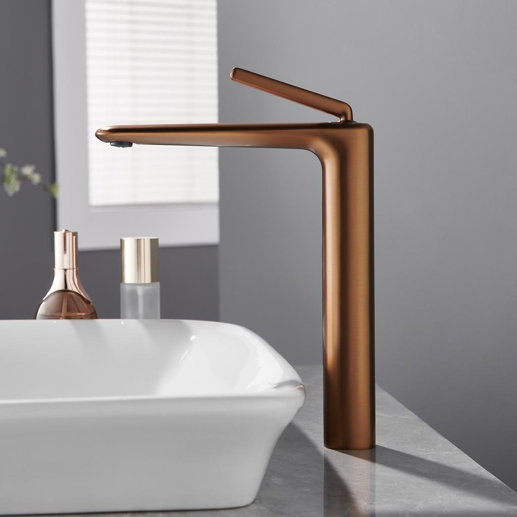 Brushed Rose Gold Bathroom Faucet Brushed Gold Basin Faucet Hot Cold Sink Faucet Brass Lavotory Faucet Swivel Sink Water Crane
