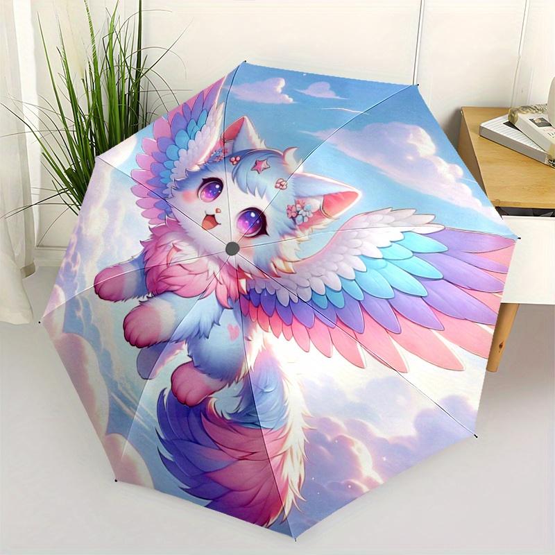

1pc Flying Animals Cartoon Umbrella, Portable 3-Fold Compact Umbrella, Suitable for Camping, Hiking and Travel, Ideal Easter Birthday Gift for Fa