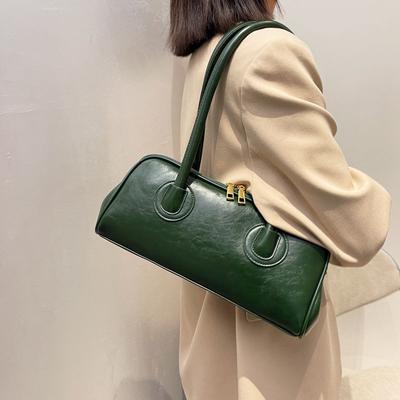 Flexible Leather High-end Feeling Light Luxury Retro Single Shoulder Bag Women's Hong Kong Style Armpit Bag Fashionable French Stick Bag