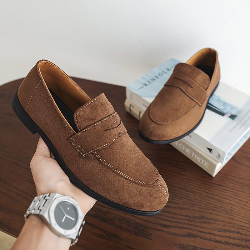 

Мужские пенни-лоферы с острым носком, деловая обувь, дышащие формальные лоферы для свадьбы, классические слипоны для мужчин 45 темно-коричневого