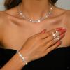Elegant Four Leaf Clover Crystal Jewelry Set Women - Necklace Earrings Bracelet In Eco-Friendly Gold Or Plating