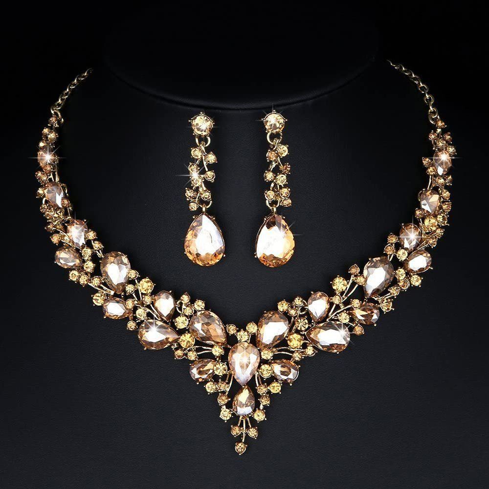 Shape Temperament Korean Style Earrings Wedding Jewelry Set Women Necklace Necklace Ear Studs Set