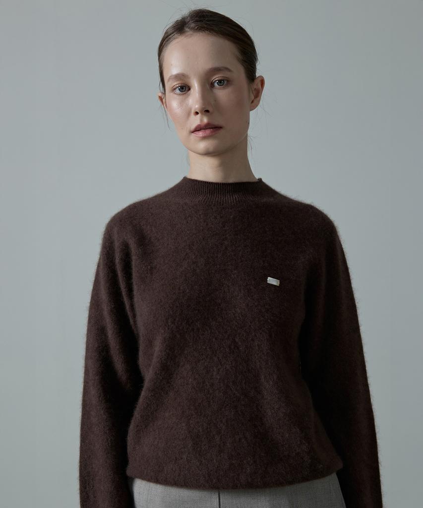 Aheule Noelle Wholegarment Cashmere Wool Half-Neck Knit_Brown
