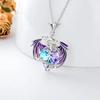 Fliegender Drache Halskette Liebe Geburtsstein Tier Anhänger Halskette Kreativer Schmuck Geschenk Blaue oder Lila Halsketten Accessoires Liebes Symbol