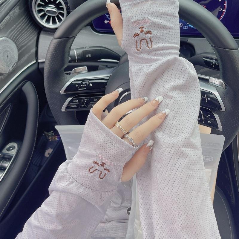 Summer Ice Silk Sun Protection Sleeves Outdoor Driving UV Protection Rabbit Ice Sleeves Women's Loose Arm Protection Sleeves