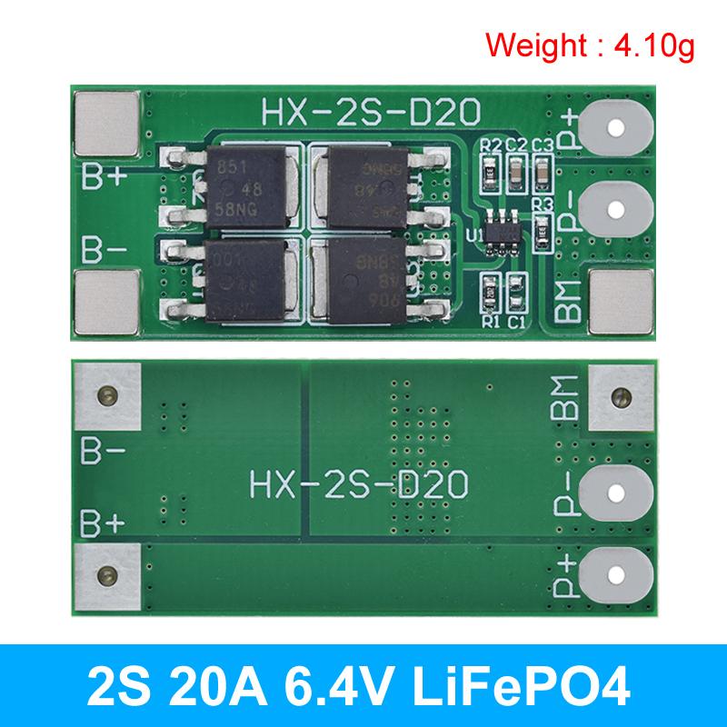 TZT 2S 6.4V 7.4V 20A LiFePO4 / Lithium 18650 32650 Battery Charge Protection Board 13A working Current 20A Current-limiting