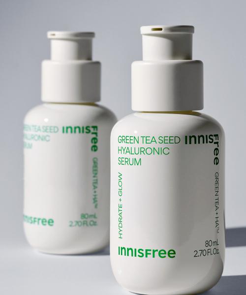 Innisfree Green Tea Seed Hyaluronic Serum 80mL & Cream 50mL Set + Special Gifts