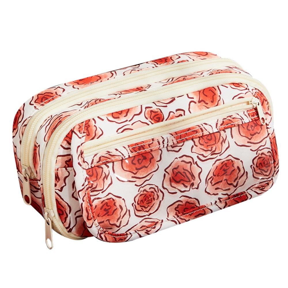 

Cute Rose Pen Bag Large Capacity Gift Pencil Case Multifunctional Stationery Organizer for Students белый
