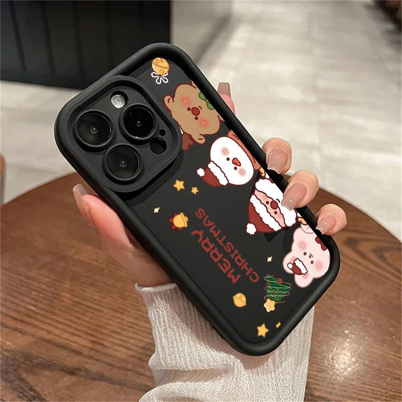 Coque For Iphone 15 13 17 16 Case Christmas Snowman Elk Cute For IPhone 17Air 11 13 12 16 Pro Max 14 Plus Shockproof Phone Cover