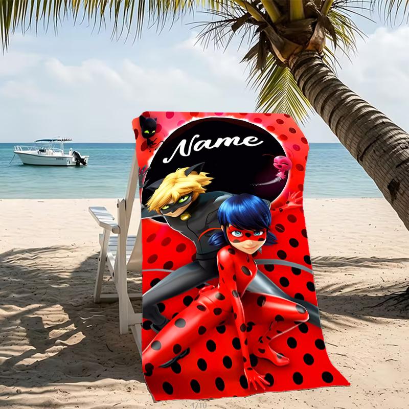 Customizable personalized beach towels Miraculous themed designs.Suitable for the beach, yoga, sports;ideal as beach accessories