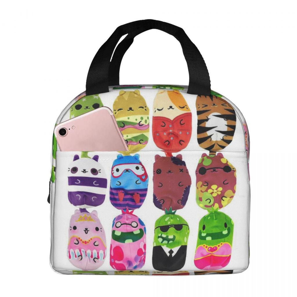 Cats Vs Pickles 12-Pack Insulated Lunch Bag for Women Children Portable Food Boxes Thermal Lunch Box Tote