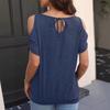 2025 Spring Summer Sexy Off-the-shoulder Short Sleeved Women Blouse Crew Neck Loose T-shirt Casual Simple Basic Solid Color Office Women Top Shirts
