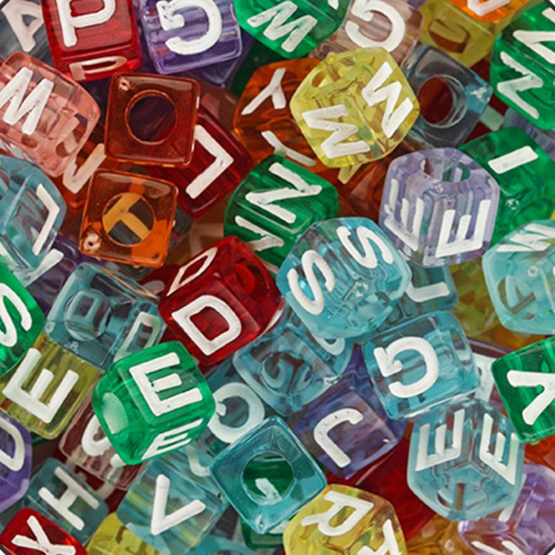 100Pcs/Lot Trendy Acrylic Square Alphabet Beads Large Hole Letter Loose Spacer Bead Jewelry Handmade Bracelet Making Supplies