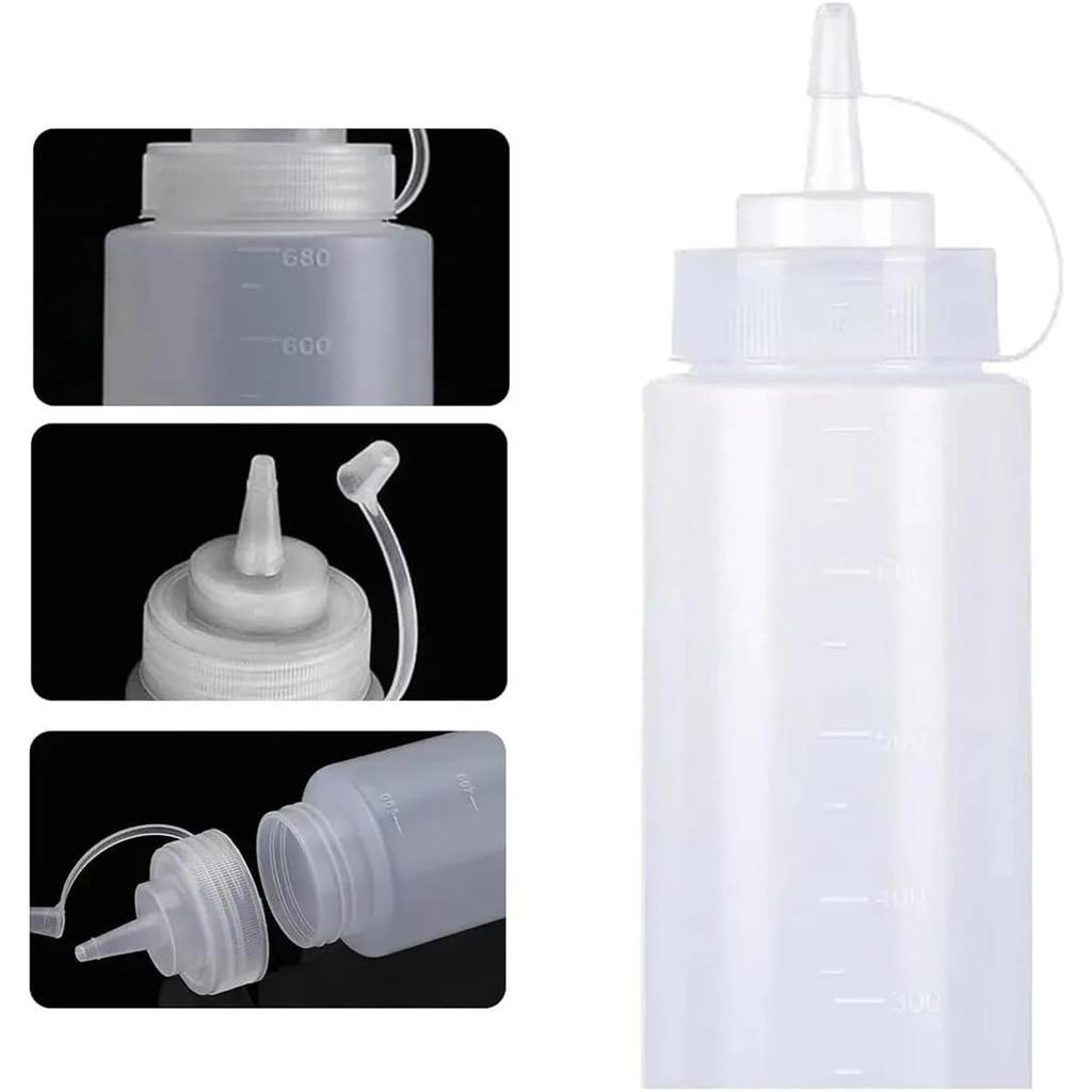 3 Pack 24 oz Plastic Squeeze Squirt Condiment Bottles with Cap Lids, Perfect for Condiments