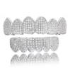 Hip Hop Iced Out Gold Teeth Grillz Set Zircon Jewelry Top Botom Grills Mens Body Bling Cubic Zirconia Jewelry