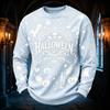 Men's Casual Round Neck Long Sleeve Top with Halloween Print