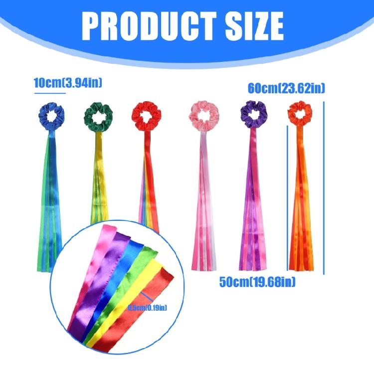 6Pcs Dancing Rhythm Wrist Streamers Gymnastics Dance Decorations Rainbow Dance Ribbons for Dance Shows, Music Classroom
