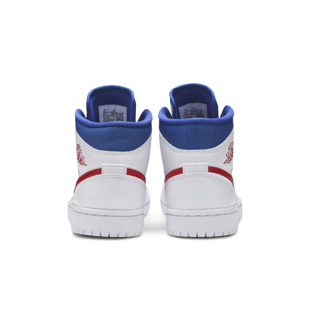 Womens Air Jordan 1 Mid 'USA' (women's sizes) White / University Red / Game Royal Vintage Basketball Shoes BQ6472 164