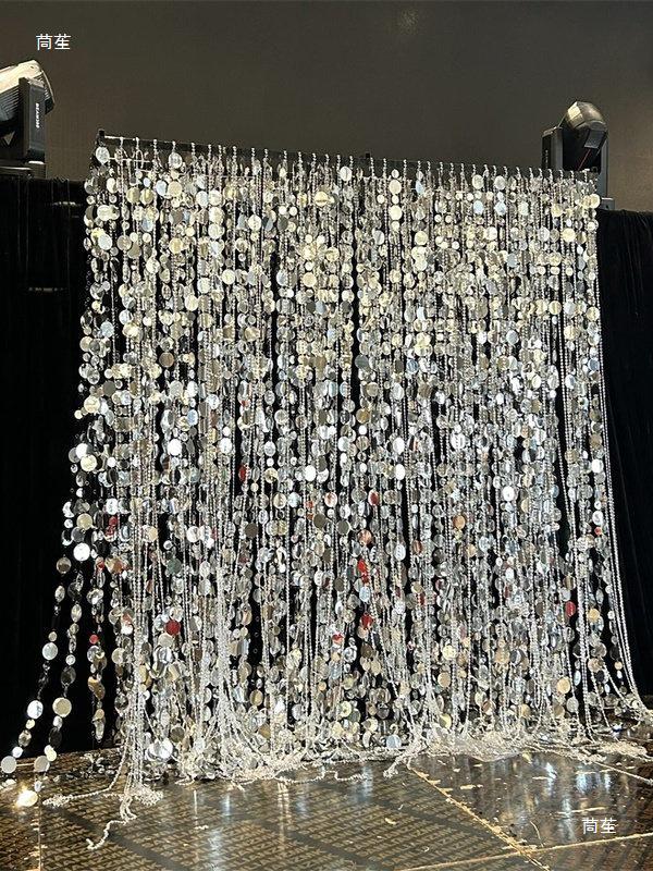 Silver and Gold Sequin String Curtain for Weddings - Beaded Decoration for Backgrounds and Ceilings