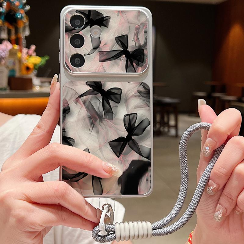 Colorful Bowknots Pattern Leather Lanyard Case For Samsung S26 S25 Ultra S24 S23 S22 Plus S21 FE A16 A17 A26 A36 A37 A54 A55 A56 A57 5G Cover