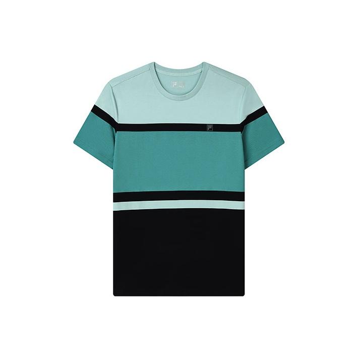 

Fila Спортивная футболка с круглым вырезом и короткими рукавами с цветными блоками, мужские топы, бирюзово-серый, зеленый F11M132153F-TQ M