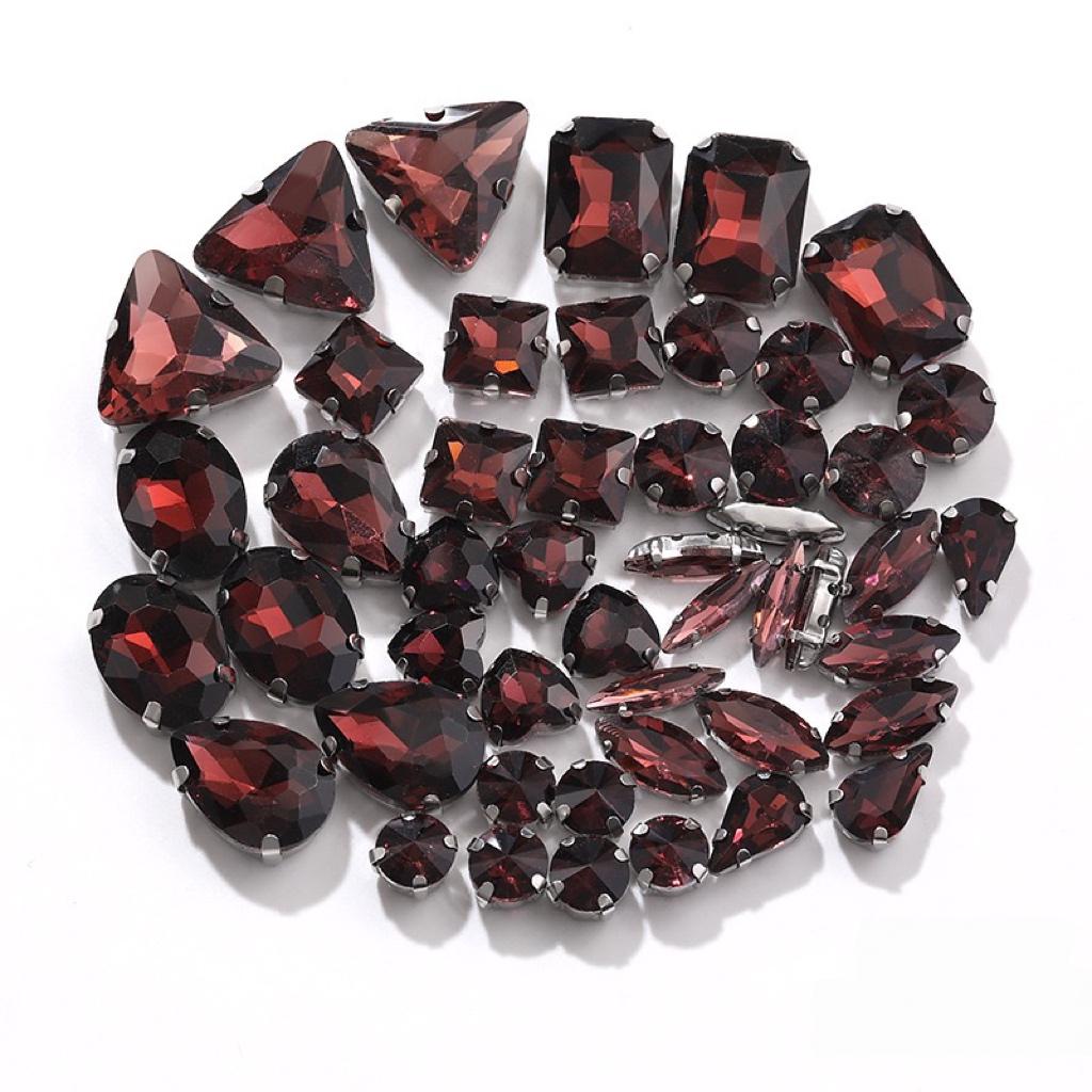 Factory Hot Sale Rhinestones Popular Colors Mix Shapes Sew On Rhinestones Claw Glass Rhinestones for Wedding Dress