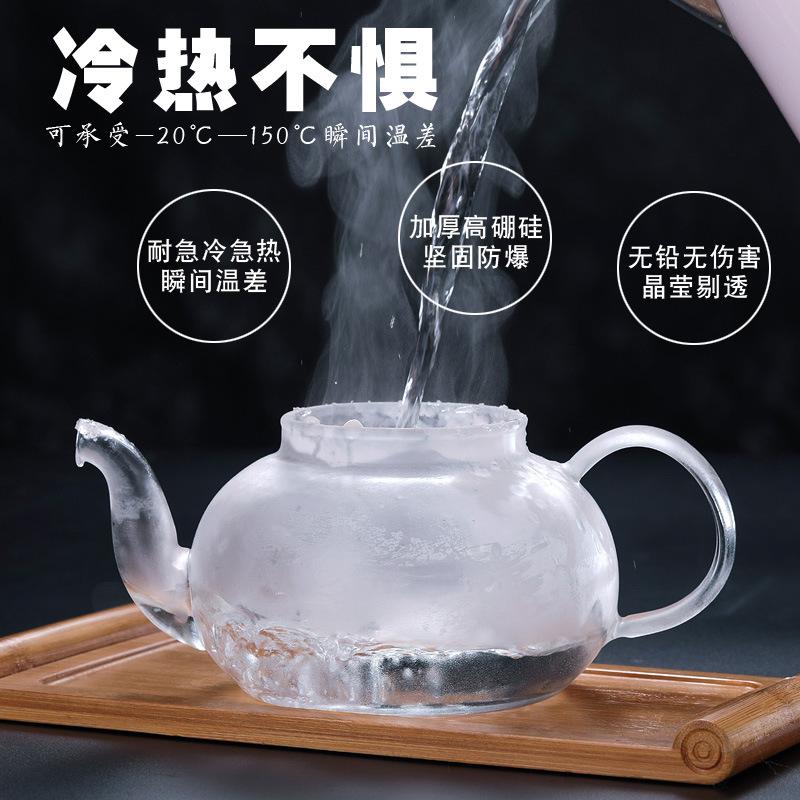 HMLOVE Glass Teapot With Stainless Steel Tea Strainer Infuser Flower Kettle Kung Fu Teawear Set Puer Oolong Heat Resistant Pot