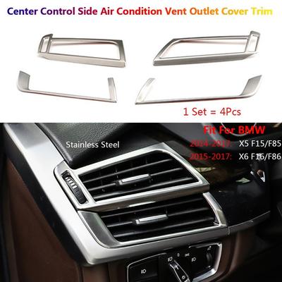 Stainless For BMW X5 X6 F15 F16 Car Center Console Side AC Air Vent Cover Trims