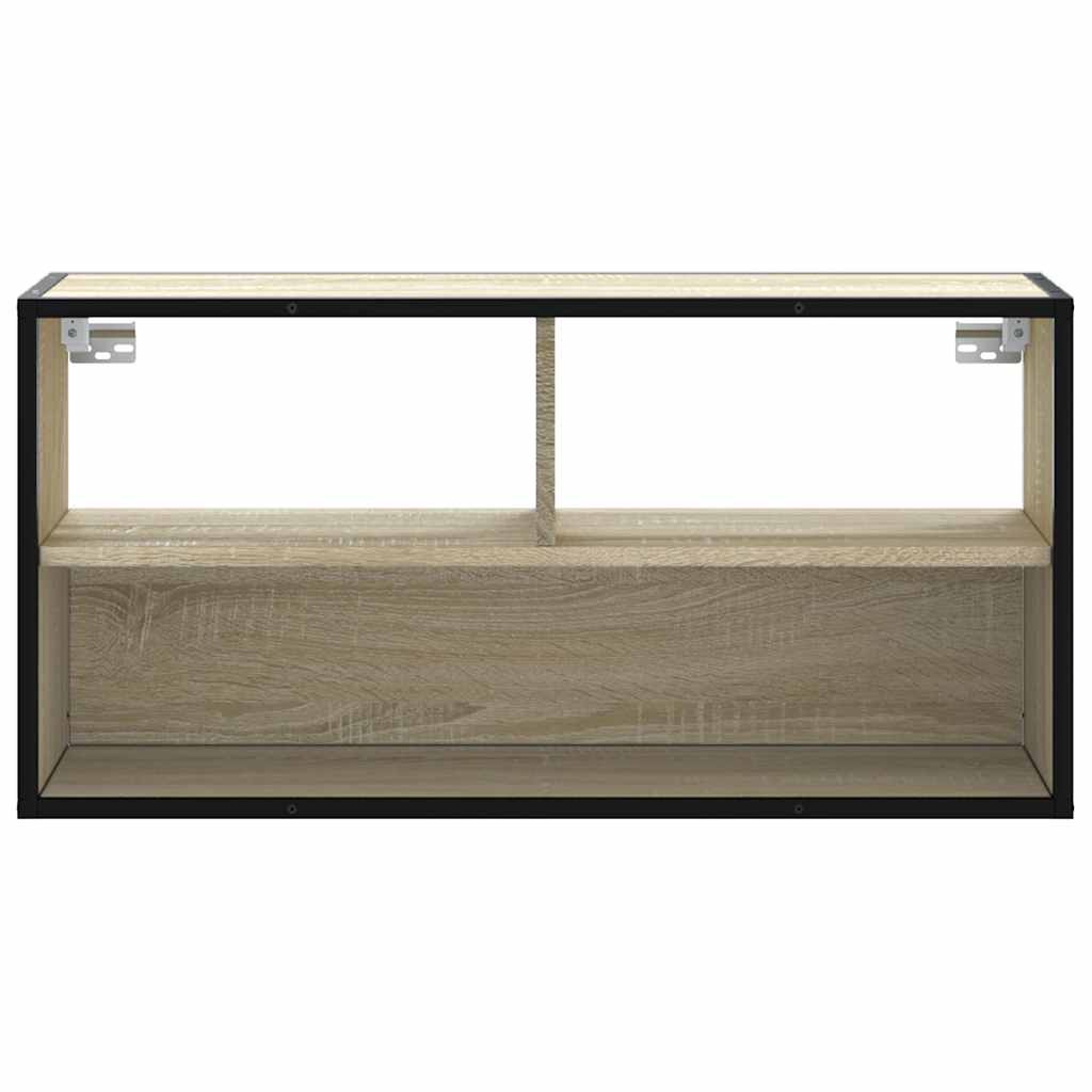 TV Stand in Sonoma Oak Finish 80 x 31 x 39.5 cm Made of Particleboard and Metal