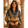 Womens Western Vintage Floral Shirt Long Sleeve Casual Top Daily Wear