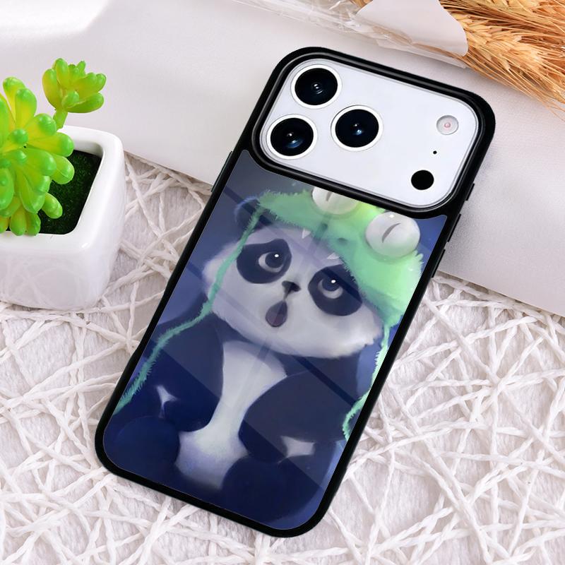 Cute Cartoon Panda Phone Case for iPhone 17 Air 16 15 11 12 14 13 Pro Max Shockproof Cover