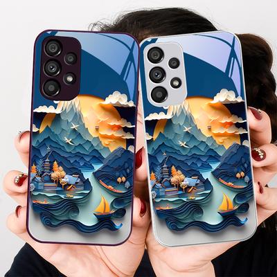 Winter Snow Mountain For Samsung Galaxy S24 Plus S20 21 FE S23 Ultra S8 9 A70 72 73 50 51 52 53 Tempered Glass Phone Case