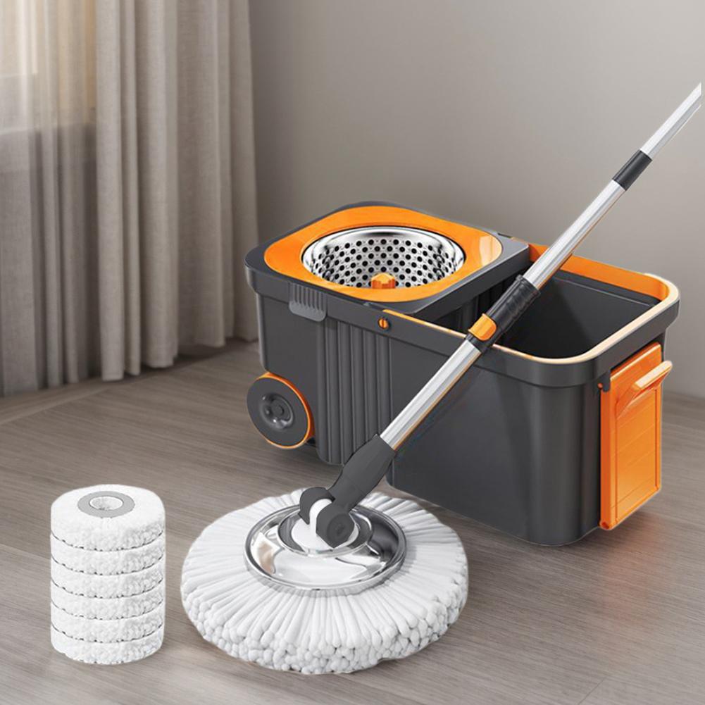 Automatic Spin Mop Bucket Set with 6 Extra Refills Heads Extended Handle Microfiber Floor Cleaner Household Home Cleaning Tools