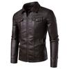 Men's Lapel Leather Jacket Autumn Oversized Slim Motorcycle Riding Suit PU Leather Waterproof Work Clothes