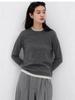 Color-Block Faux Two-Piece Cashmere Knit Women's Slimming Sweater - Autumn Round Neck Base Layer